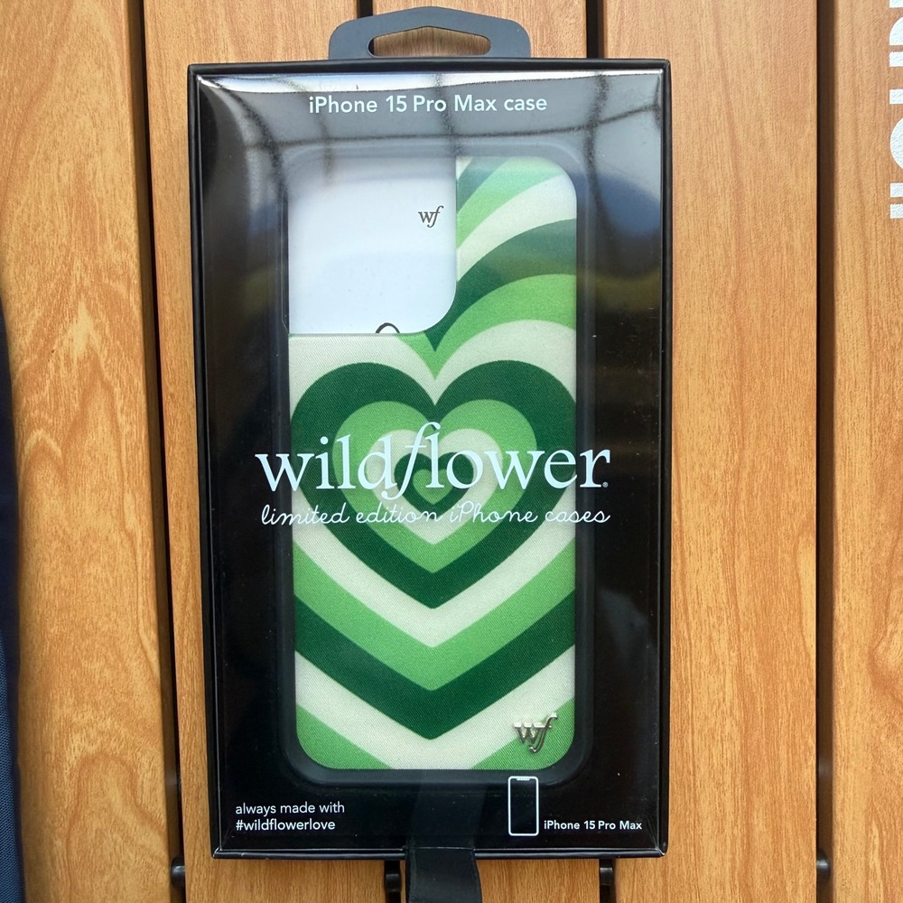Wildflower iPhone 15 Pro Max Case Green Heart Retro Matcha Limited Edition NEW